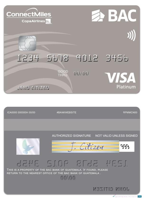Download Guatemala BAC Bank visa platinum card Photoshop template